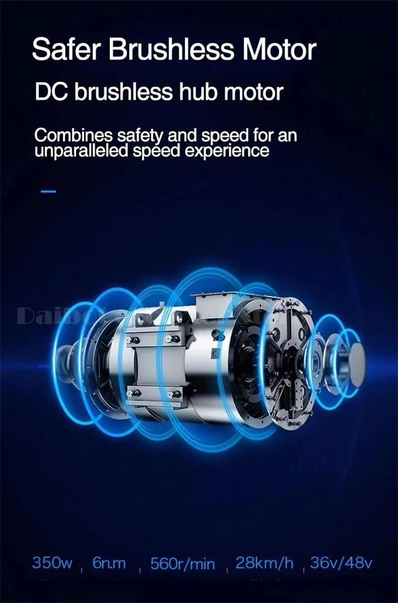 Daibot Electric Bicycle Scooter Two Wheel Electric Scooters 12 Inch 48V 350W Black Mini Portable Folding Electric Scooter Adults (6)