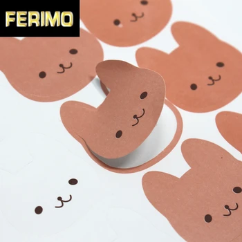 

Multi Colored 1000Pcs/ Lot 2.8*2.8cm Rabbit Pattern Self-adhesive Paper Party Package For Dessert Snack Baked 1.1"x1.1" Labels