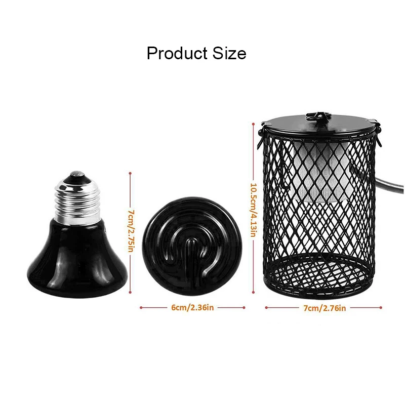 220V E27 Pet Heating Lamp for Turtle Snake Lizard Infrared Ceramic Emitter Heat Light 100W Reptile Lamp EU Plug — view 5
