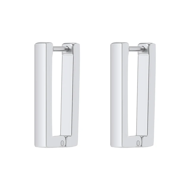 Stainless Steel Hoop Earrings for Women Men Black Rose Gold Plated Circle Round Earring Geometric Classic Cartilage Earrings EH695 Silver