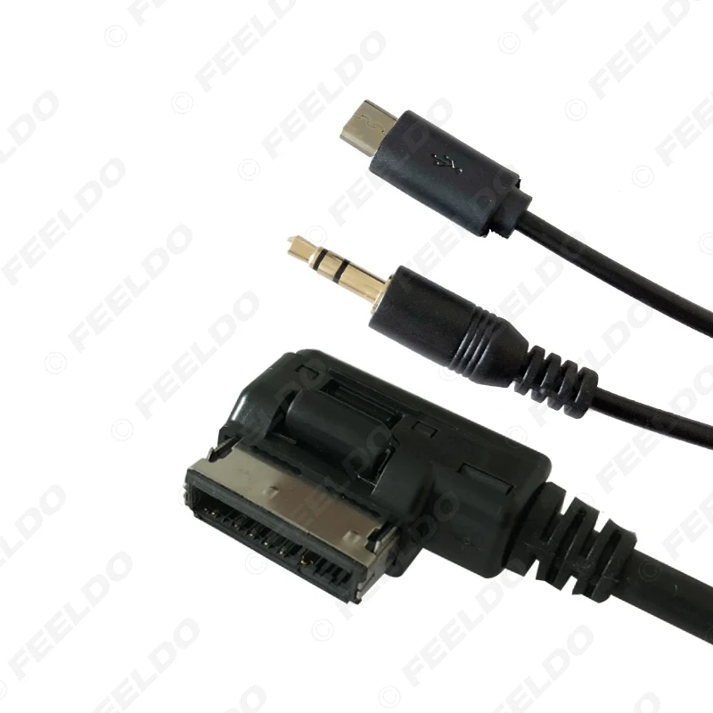 FEELDO аудио автомобиля Музыка AMI/MDI/MMI интерфейс до 3,5 мм Мужской Micro USB AUX кабель для Audi Volkswagen провода адаптер# AM1491