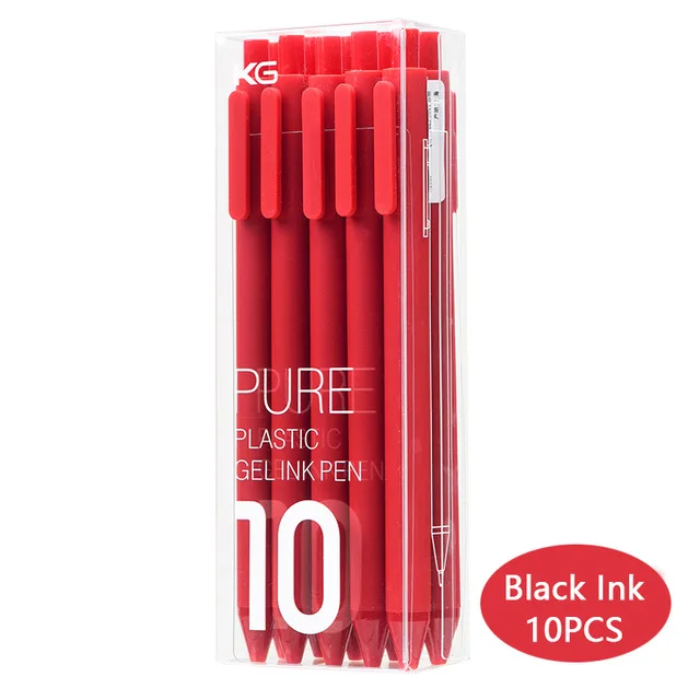 10 шт./компл. Xiaomi Mi KACO ручка 0,5 мм ABS Пластик гладкая чернильная ручка для студента работника Применение для дома/школы/KACO пополнения чернил - Цвет: Red pen 10pcs