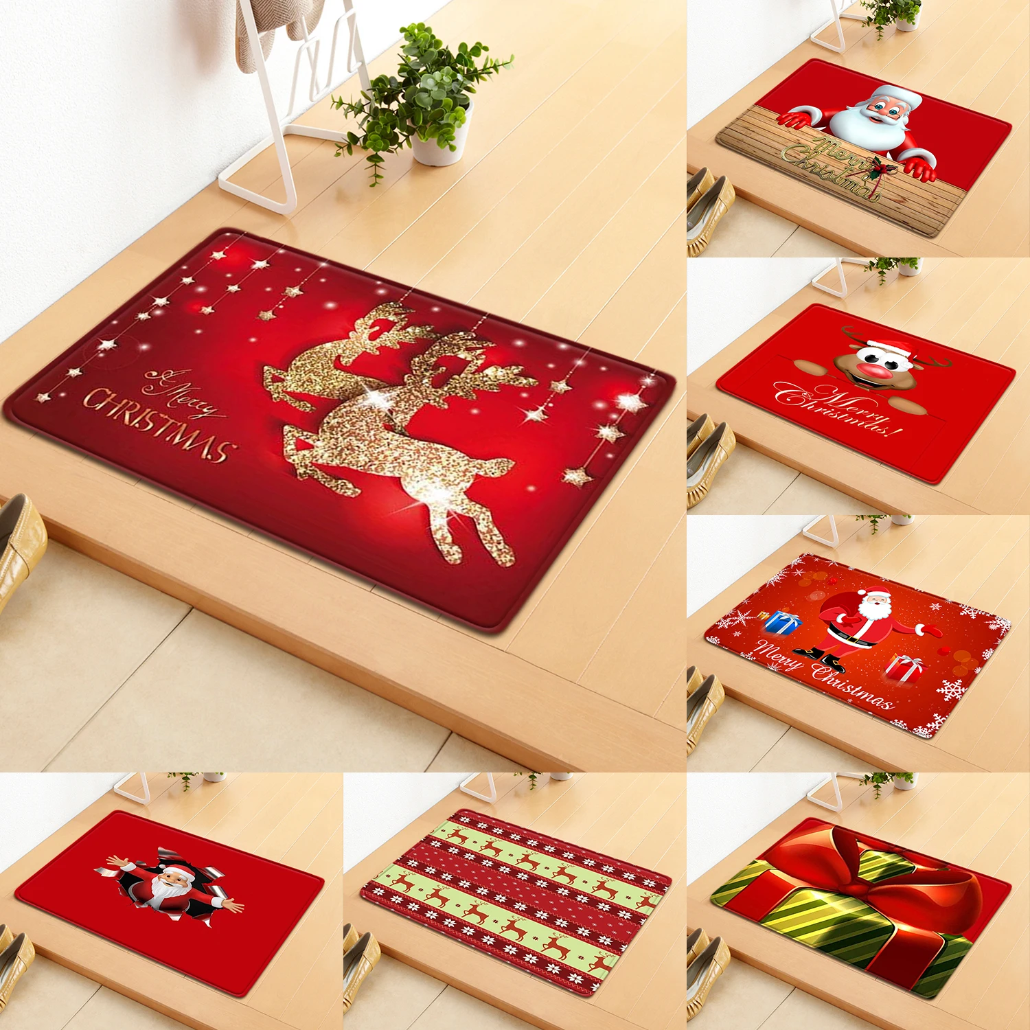 

400*600Mm Carpet Door Mat Christmas Style Floor Rug Non-Slip Mat Merry Christmas Home Decoration Doormat