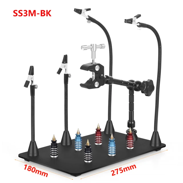 NEWACALOX  Multifunctional Hot Air Gun Frame with Third Helping Hand for 878D 858 Soldering Station Repair Welding BGA PCB Chips SS3M-BK