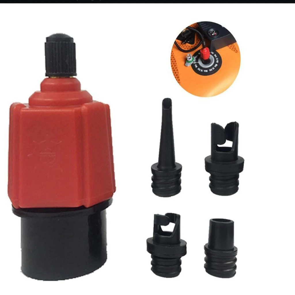 Multifunctional 4 in 1 Inflatable Boat Kayak Pump Valve Adapter SUP Airbed Swim Ring Adaptor for Water Sports Rowing Boat Dinghy