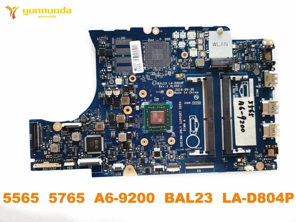 Discount  Original for DELL 5565 5765 laptop motherboard 5565 5765 A6-9200 BAL23 LA-D804P tested good free sh