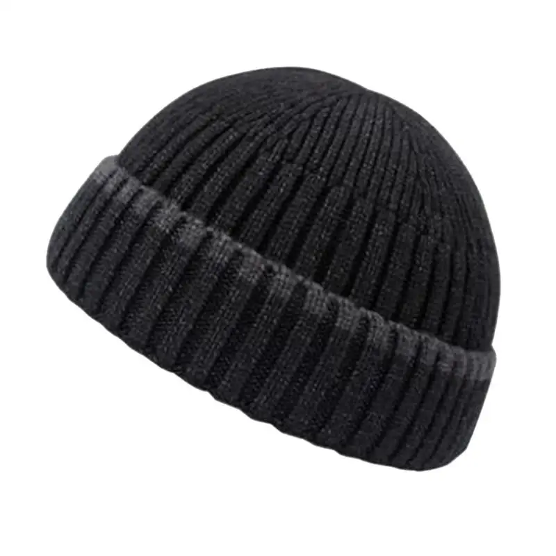 Зимняя Вязаная мужская шапка Skullcap, мужская вязаная шапка Skullcap, осенне-зимняя шапка в стиле хип-хоп, шапки в рыбацком стиле, вязаная шапка для женщин - Цвет: Black