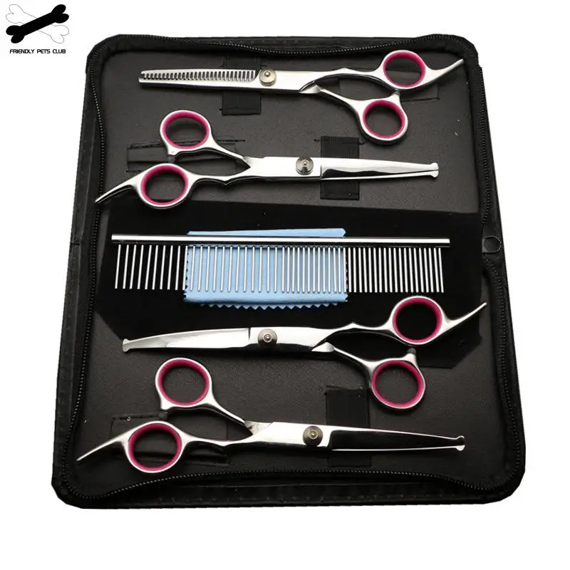 Pet-Scissors Professional Cutting-Tools-Kit Pet-Barber Curved-Blade Dog Stainless
