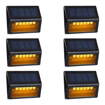 

6 PCS Solar Panel Wall Light,6 LED Solar Deck Light, Solar Garden Light, Solar Outdoor Light Wall Mount, Waterproof Wall Light