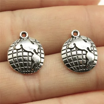 

WYSIWYG 8pcs 16x13mm Globe Charm Pendants For Jewelry Making Antique Silver Color Globe Pendants Charm Globe