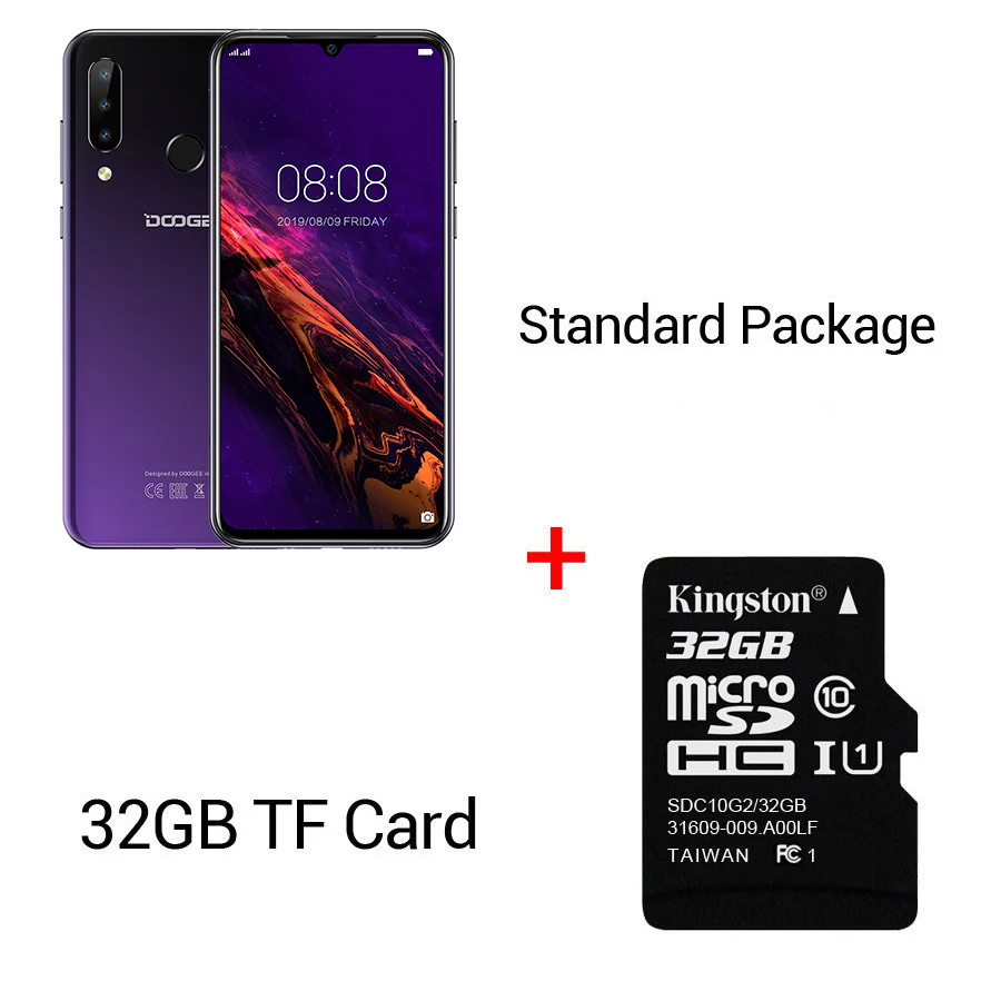 Purple N 32GB Card DOOGEE N20, новинка, смартфон, 6,3 дюймов, FHD+ дисплей, 4350 мАч, 4 Гб+ 64 ГБ, четыре ядра, 10 Вт, зарядка, отпечаток пальца, 16 МП, тройная задняя камера - Цвет: Purple N 32GB Card