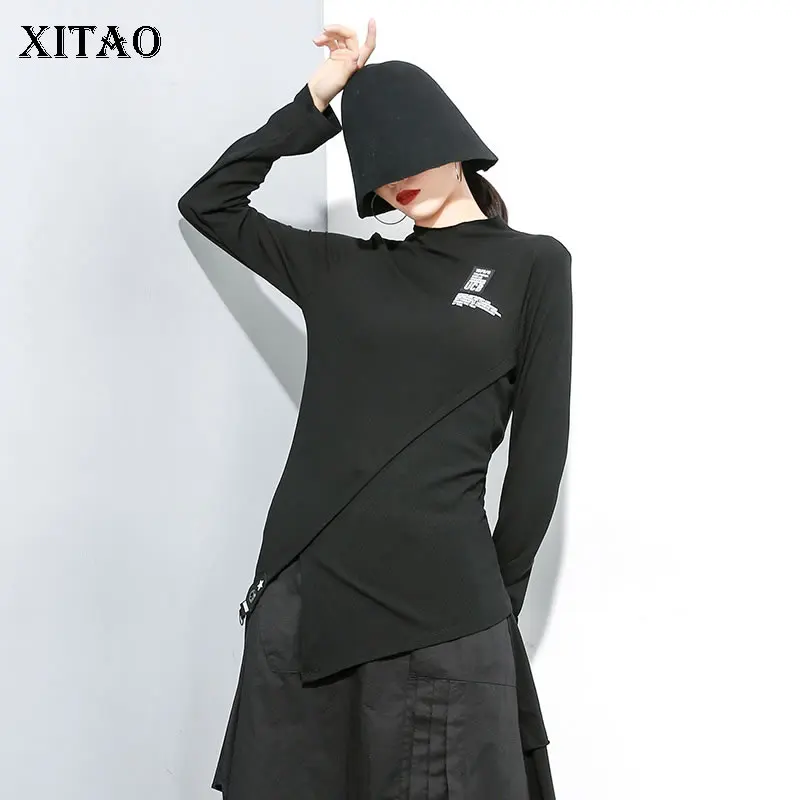 XITAO/необычная черная футболка с буквенным принтом женская одежда 2019 Модная