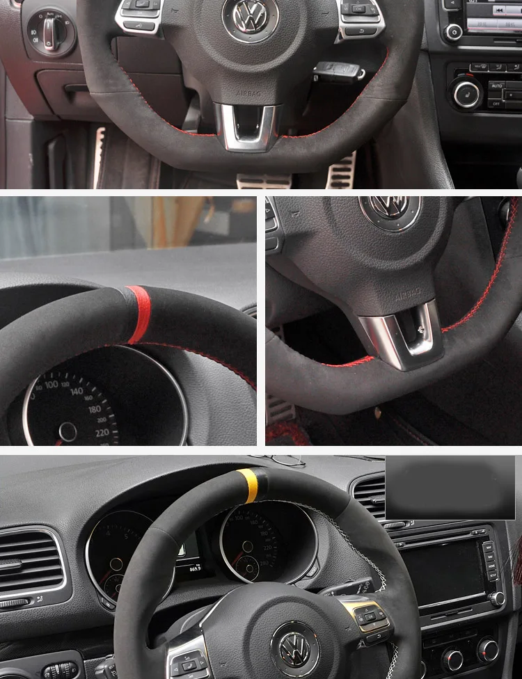 New DIY Leather Steering Wheel Hand Sewing Wrap Cover Fit For Volkswagen Golf 6 GTI MK6 / Polo GTI / Scirocco R Passat CC New DIY Leather Steering Wheel Hand Sewing Wrap Cover Fit For Volkswagen Golf 6 GTI MK6 / Polo GTI / Scirocco R Passat CC