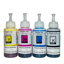 Kit de recharge d'encre à base de colorant, 4 couleurs, pour imprimante Epson L100 L110 L120 L132 L210 L222 L300 L312 L355 L350 L362 L366 L550 L555 Eco I 