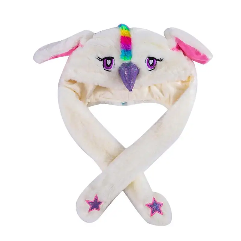 Funny Plush Rabbit Ears Hat Airbag Toy Hat Pinch Up Down Moving Ears Luminous Play Toys Cosplay Accessories Children Gift - Цвет: M