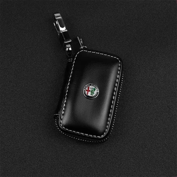 

Car Leather Keychain Zipper Key Cover Wallets Cover Case for ALFA ROMEO 147 156 159 166 Giulietta Spider GT Auto Accessories