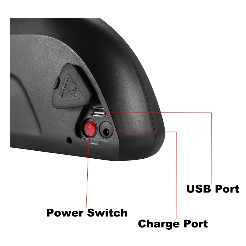 Clearance For 24V 36V 48V 52V shark Style 18650 battery case 7S 10S 13S 14S 18650 ebike lithium battery pack shell +power switch USB port 9