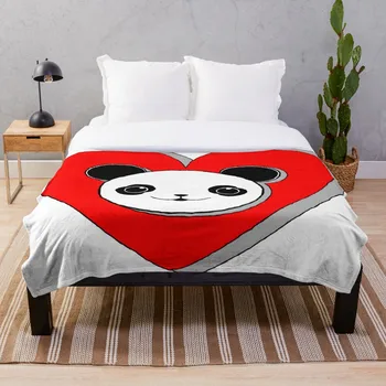 

Cute Panda Bear And Red Heart Drawing Throw Blanket Soft Sherpa Blanket Bed Sheet Single Knee Blanket Office Nap Blanket