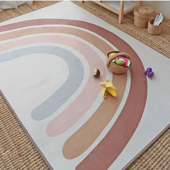 

145x105cm Kids Room Rainbow Carpet Crawl Pad for Home Living Room Non-slip Baby Play Crawl Area Rugs Carpets Kids Games Toys