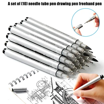 

10 Pcs Waterproof Hook Line Pens Needle Art Drawing Set Signature for Home Office KQS8