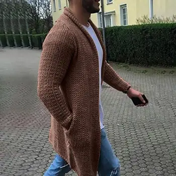 

Multicolor coat Man Casual Solid Cardigan Streetwear Long Sleeve Knitted Autumn winter Overcoat fabric soft and light