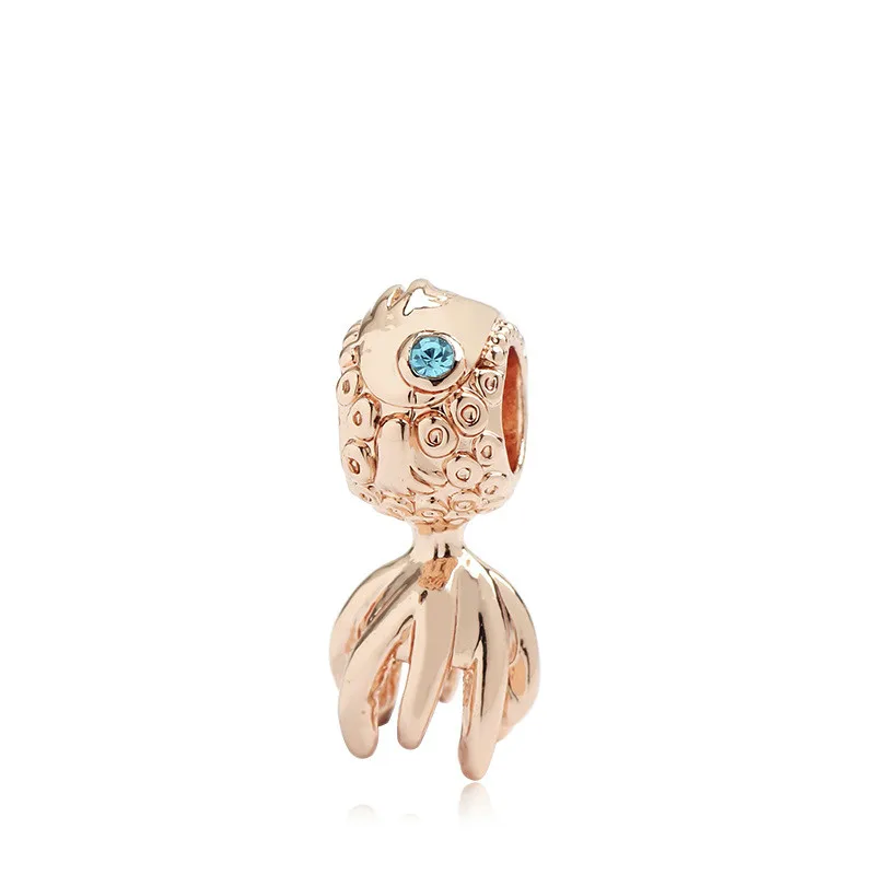 5PCS-Fashion-Goldfish-Princess-Blue-Crystal-Charms-Rose-Gold-Big-Hole-Beads-Fit-Original-DIY-Pandora