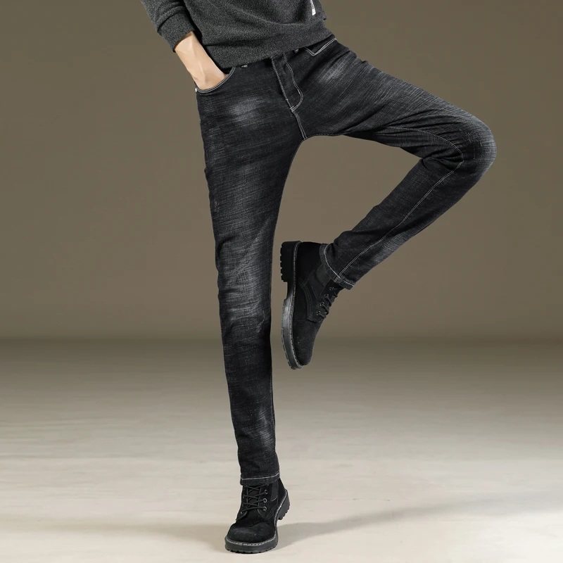 Обтягивающие мужские джинсы из денима брендовые модные классические узкие прямые брюки-карандаш эластичные вымытые Стрейчевые черные дизельные джинсы