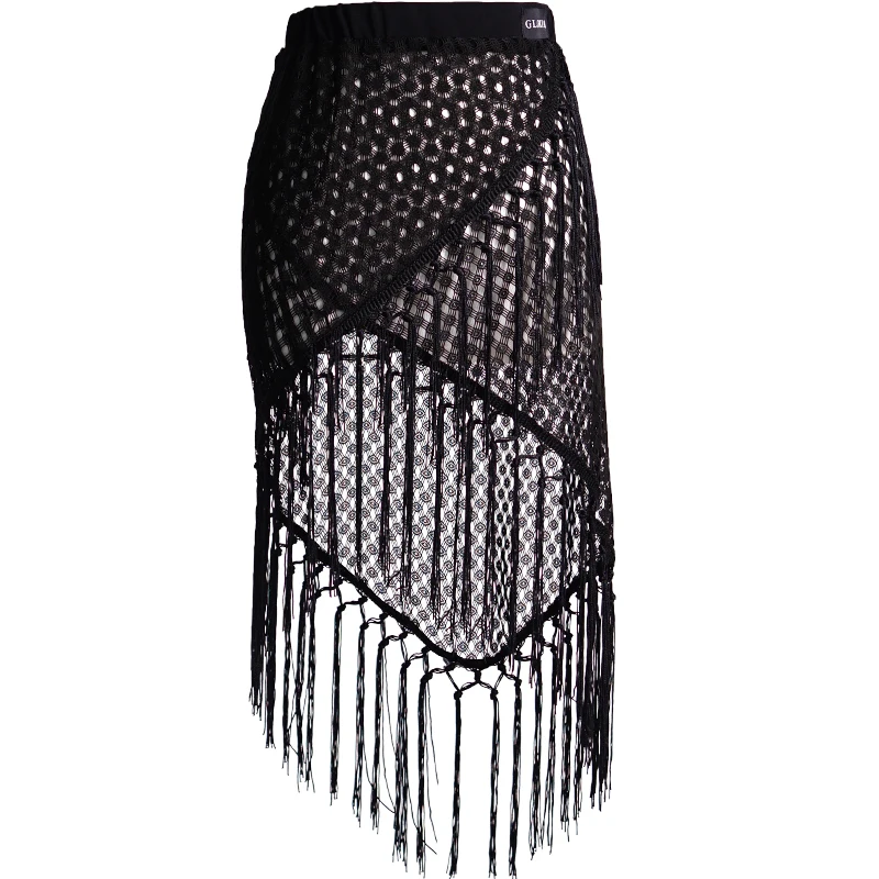 only skirt Модные юбки для латинских танцев, треугольные юбки с кисточками, бальная Чача Румба, Самба, Одежда для танцев, женская одежда для выступлений DQS2 - Цвет: only skirt