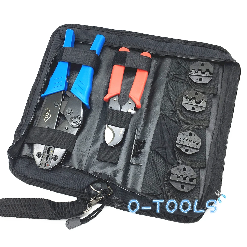 

Tool set for crimping connector terminal with electric crimping tool cable cutter replaceable crimping dies pliers jaw clamp