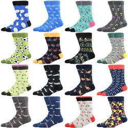 Men Happy Cotton Socks Transportation Design Crew Socks Bicycle Motorcycle Car Helicopter Embroidery Male Socks Skateboard Socks