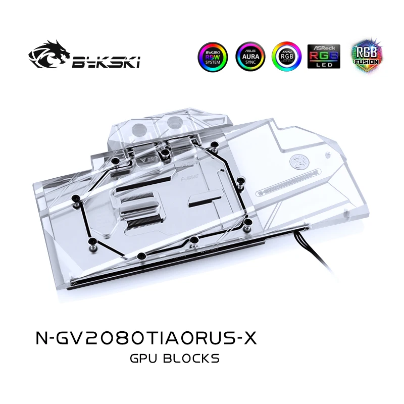 Водяной блок Bykski VGA для видеокарты Gigabyte AORUS GeForce RTX 2080Ti 11G RGB/RBW | Компьютеры и офис