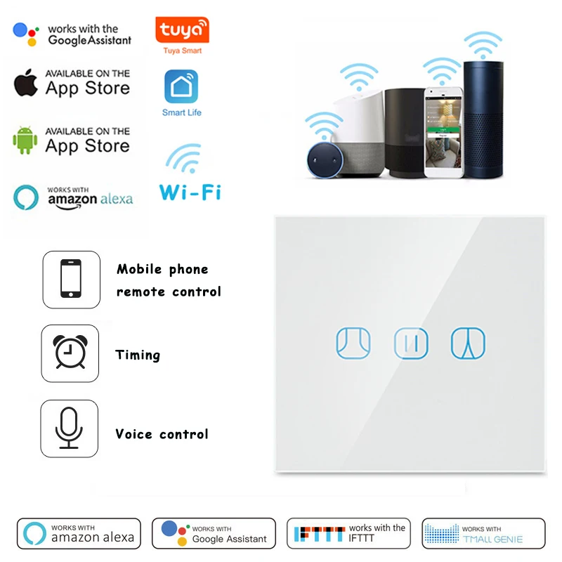 Tuya Smart Life WiFi Curtain Switch for Roller Shutter Blind Motor Google Home Amazon Alexa Voice Control afbeelding