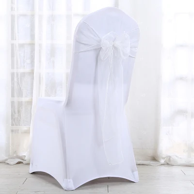 White 100 шт., 17x275 см, органза, стул с поясом, банты, Свадебная вечеринка, Рождество, банкет, Декор, однотонная изящная ткань органза - Цвет: White