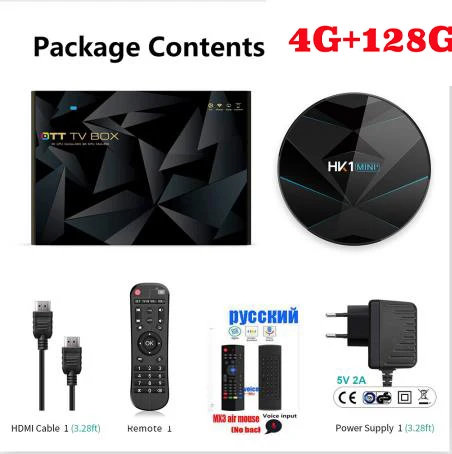 128g mx3 HK1 Мини плюс Android 9,0 ТВ приставка bluetooth 2G 16G/4g 64 GB/32G RK3318 2,4G/5G wifi 4K 3D ТВ приставка опционально air mouse t95 max - Цвет: 128g mx3
