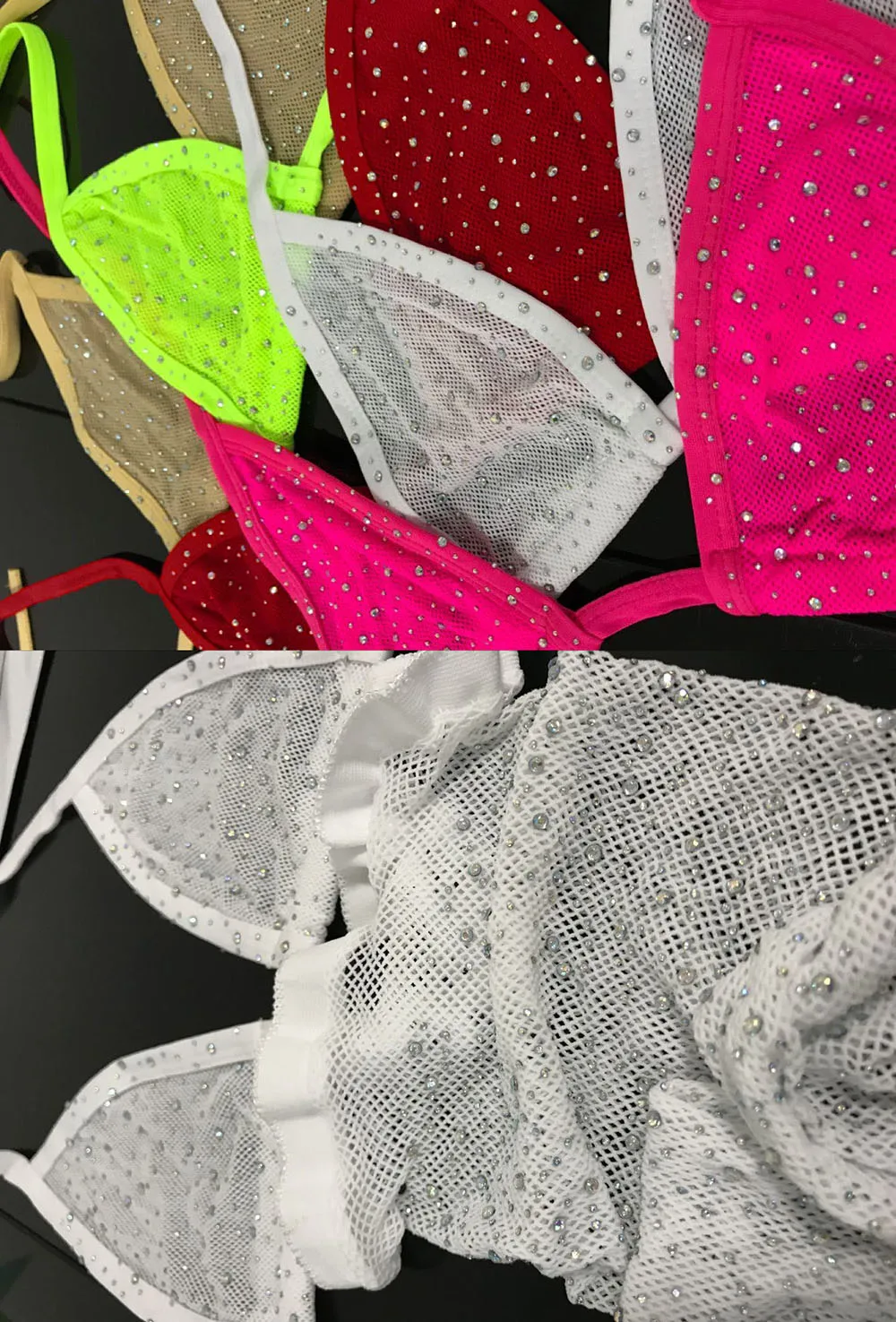 HOT glisten plus size Sexy Lingerie Underwear Stripper seksi Unique panty-hose twinkle Crystal intimates Costumes bra+hot pants
