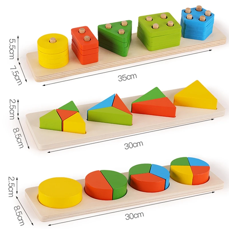 Детские игрушки Монтессори Обучающие деревянные игрушки геометрическая форма познание соответствие математике ребенка Ранние развивающие игрушки для детей