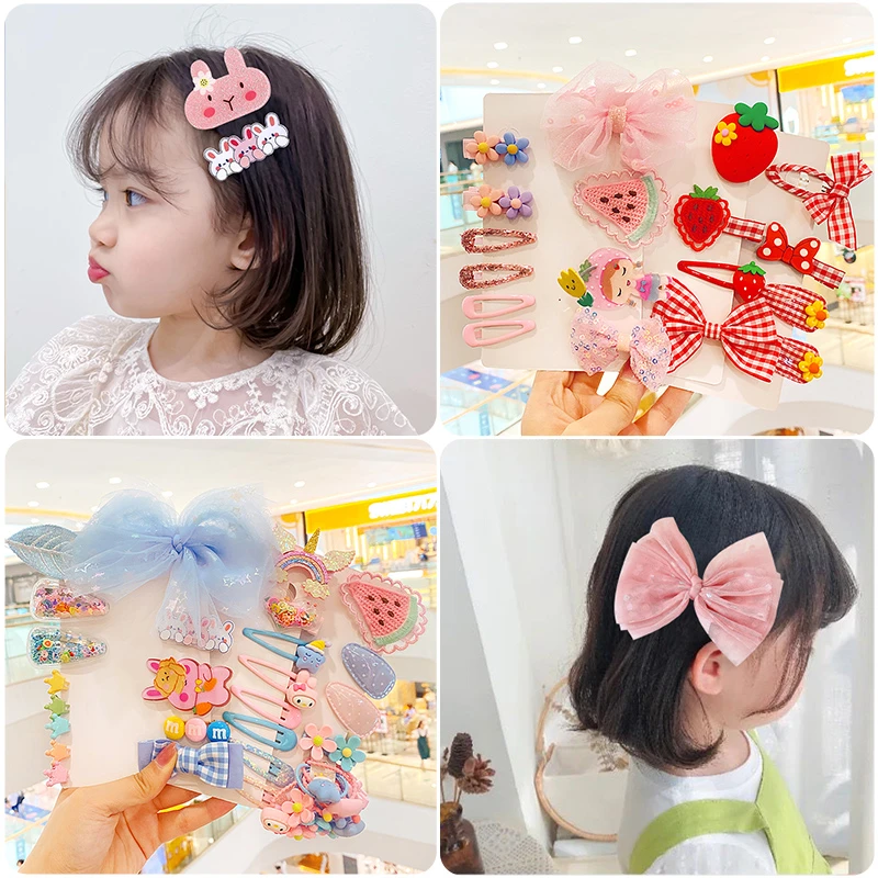 18pcs Snap Hair Clips Glitter Metal Barrettes Baby Kids Children Pins  Hairpins #