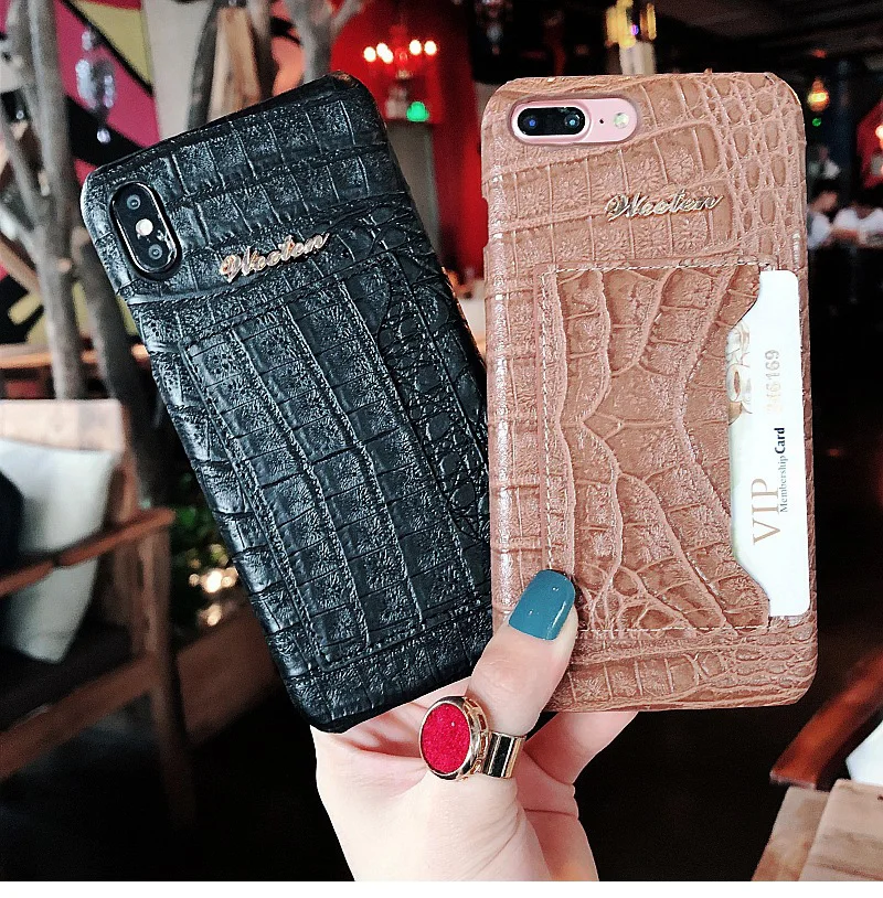 Чехол из натуральной крокодиловой змеиной кожи, PU кожаный чехол для iPhone 11 Pro Max XS 6s 6 7 8 Plus X XR, чехол для карт, держатель, жесткая задняя крышка