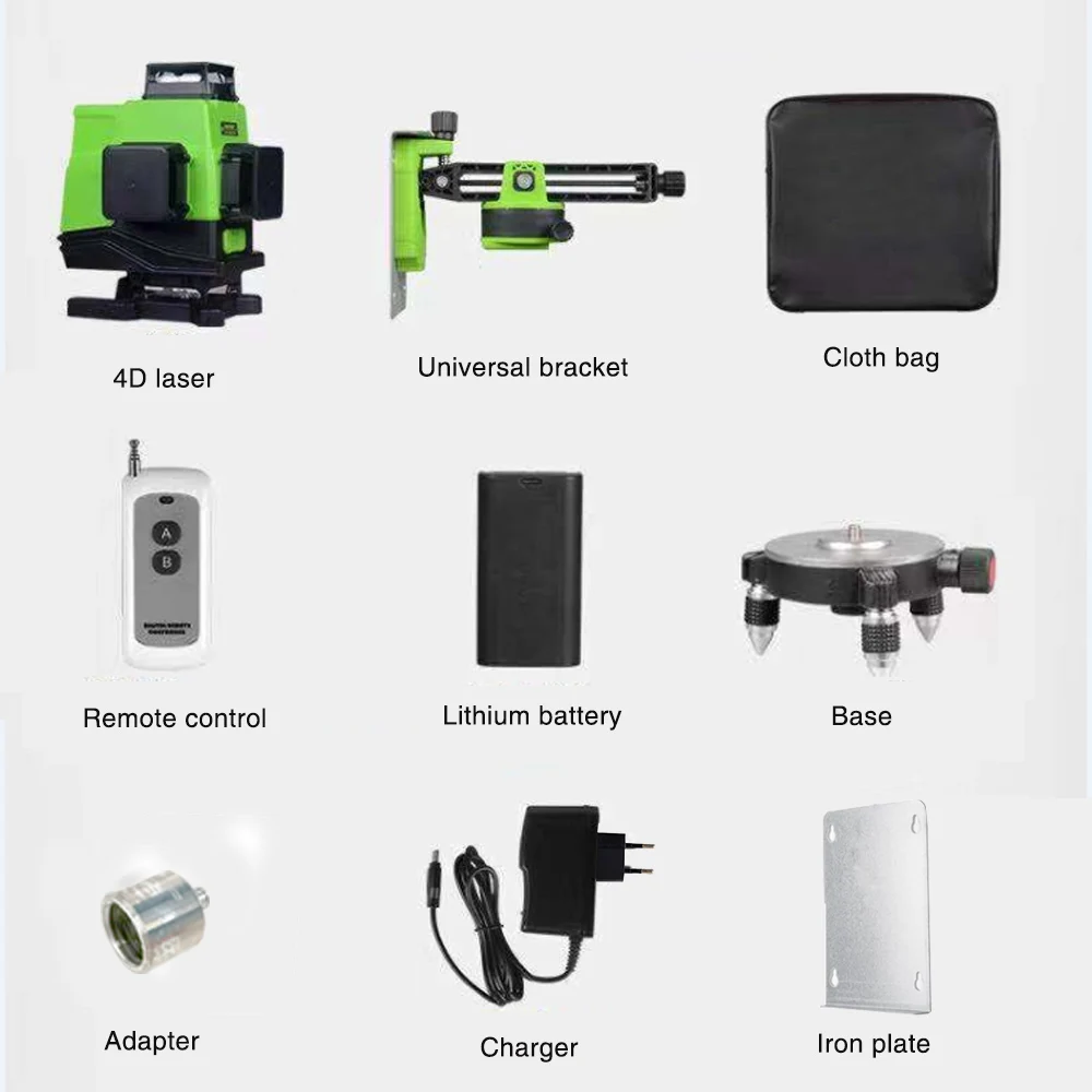 4D laser level 16 lines 360 Vertical And Horizontal Lines Self-leveling Cross Line with remote control/2 in 1bracket