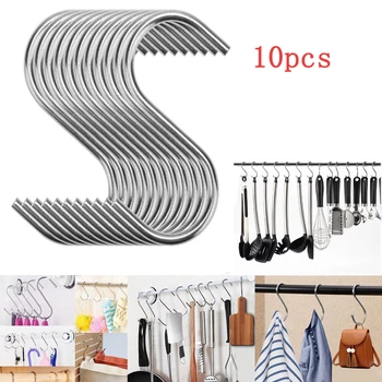 

10 Pcs Stainless Steel Kitchenware Hook Universal S-Type Hook Cross Bar Heavy Duty Rack