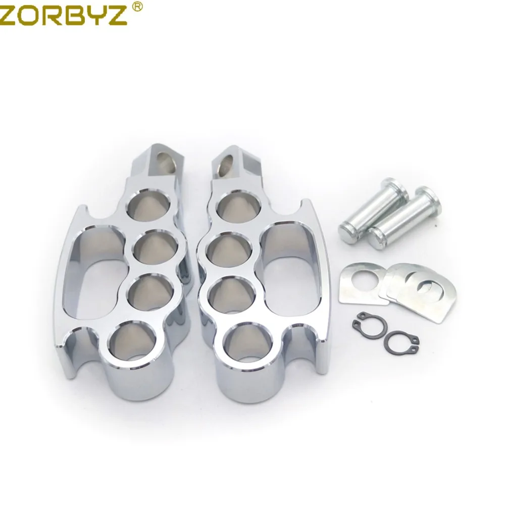 ZORBYZ хромовые ЧПУ летающие костяшки опорные подножки на заказ педаль с монтажным комплектом булавки для Harley V-Rod Sportster XL Dyna Soft