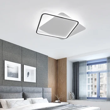 

Round/Square Modern Led Ceiling Lights For Living room Bedroom Fixture remote controller+Dimmable White+Black Ceiling Lamp