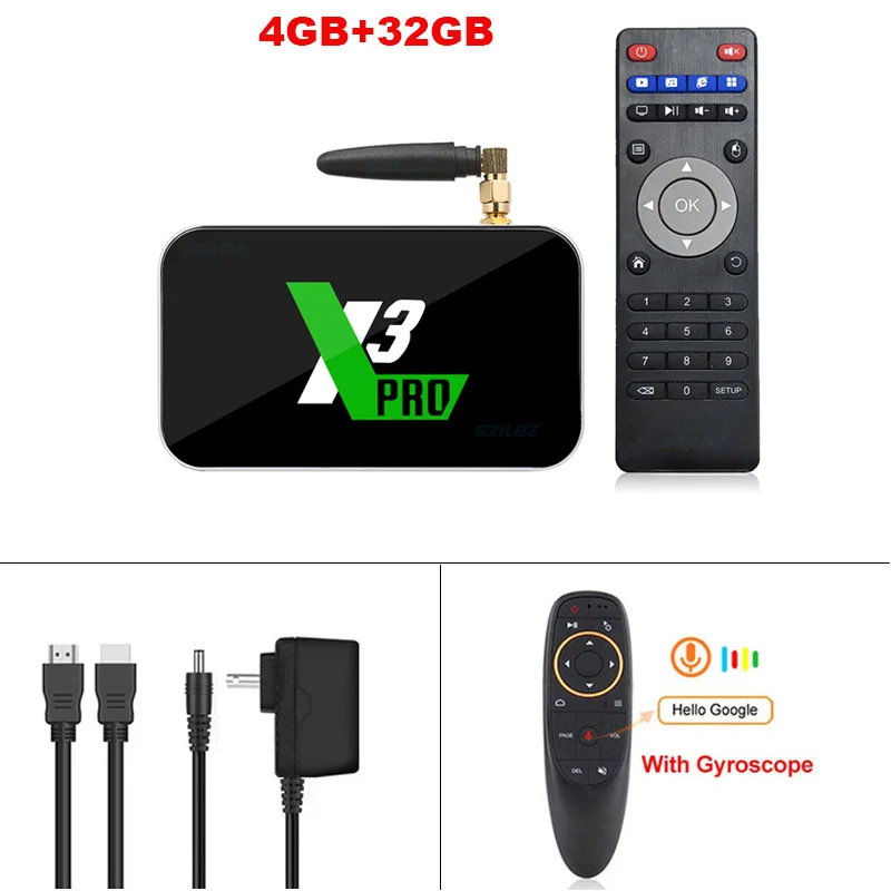 X3 PRO X3 cube Android9.0 ТВ-приставка Amlogic S905X3 DDR4 2 ГБ 16 ГБ 4 ГБ 32 ГБ 2,4G и 5G WiFi 1000LAN телеприставка Bluetooth 4K медиаплеер - Цвет: 4GB32GB Add G10