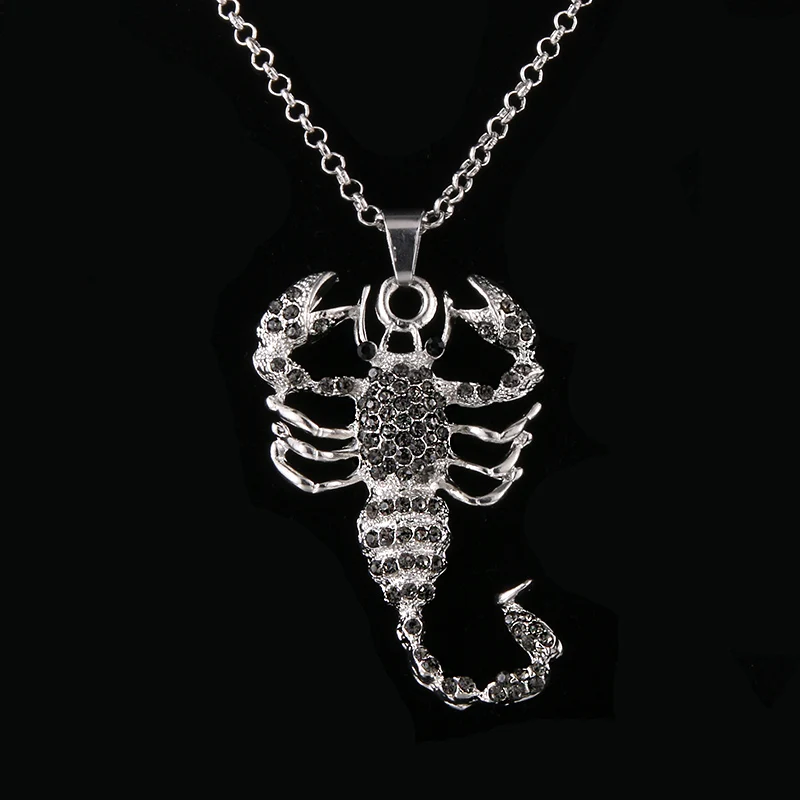 

Rhinestone Scorpion tree of Life Pendant Necklace Women Temperament Sweater Chain Jewelry Clothing Accessories