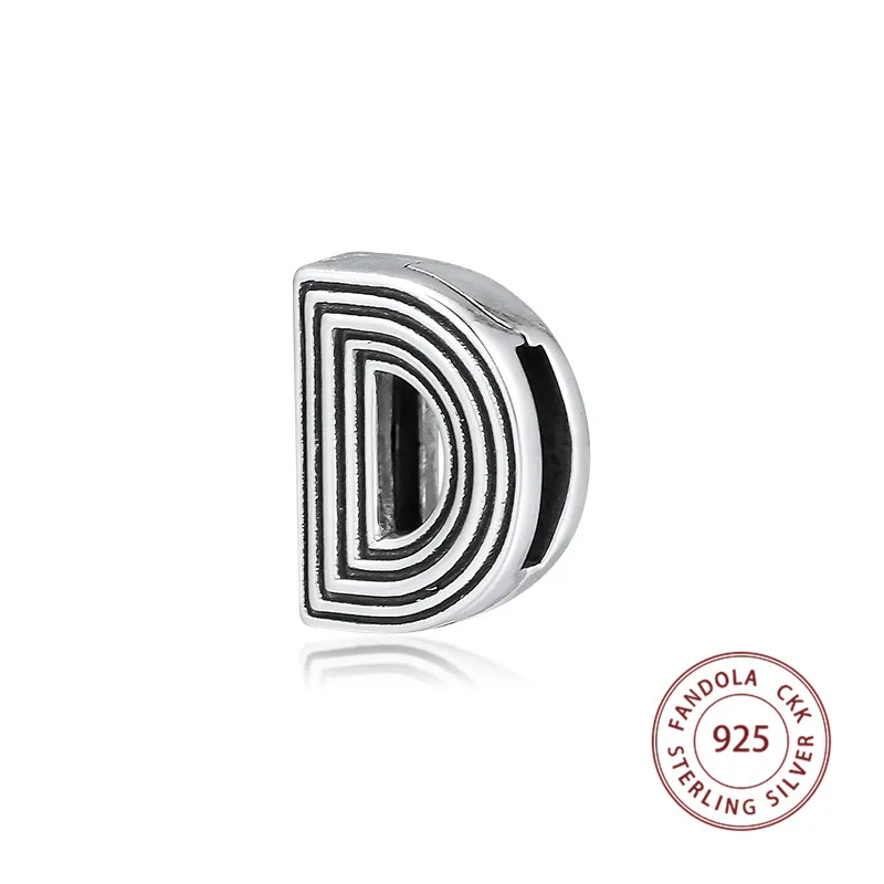 Бусины Fit Pandora браслет стерлингового серебра 925 рефлексионы буквы D Клип Подвески для изготовления ювелирных изделий kralen