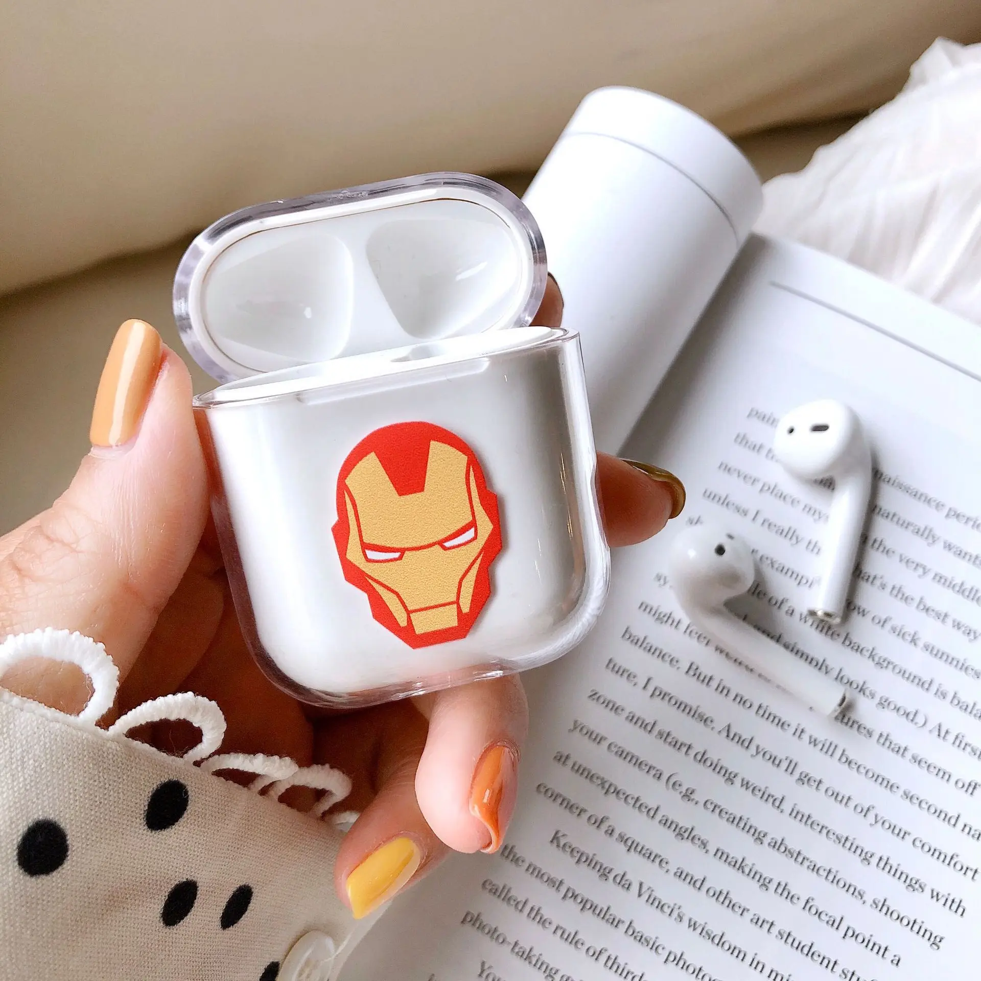 Прозрачные чехлы для наушников для Apple AirPods 2, зарядная коробка, милый мультяшный слон, Жесткий ПК, Кристальный чехол, сумка для Airpods, чехлы