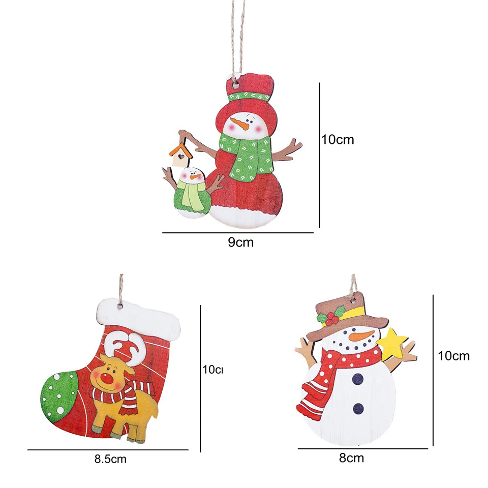 3 вeщи рoждeствeнский Санта Клаус Деревянные Подвески, украшения дома Изделия из дерева для детей подарок для дома для рождественской вечеринки Рождественская елка украшения - Цвет: 3pcs Mixed