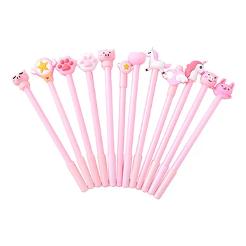

Pack of 12 Pink Practical Useful Cute Cartoon Gel Pen School Supplies Office Signature Pen Writing Pen with 30pcs Pen Refills