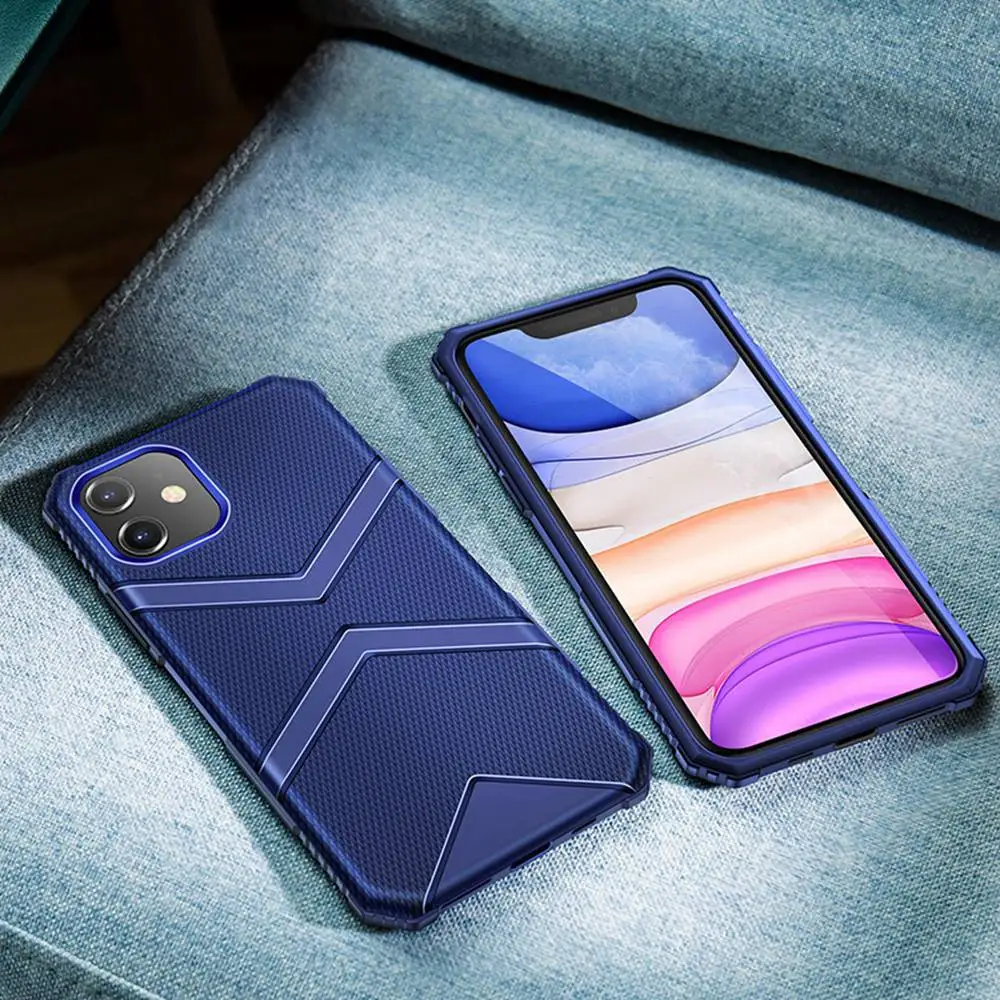 Ударопрочный силиконовый чехол OTAO для iPhone 11 Pro MAX XS XR X, чехол с геометрическим алмазным узором для iPhone 6, 6s, 7, 8 Plus, чехол - Цвет: Blue