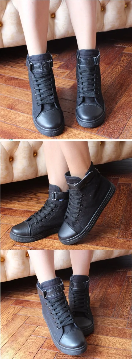 Female Sneakers Black Canvas Shoes White Women Casual Shoes White Flat Female Basket Lace Up Solid Trainers Chaussure Femme_